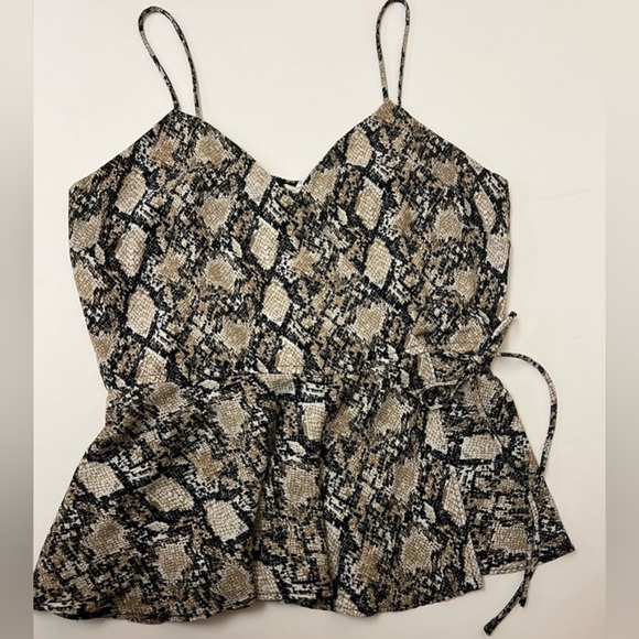 Maurice’s Snake Print Faux Wrap Camisole Spaghetti Strap Peplum Tank Medium - Picture 1 of 7